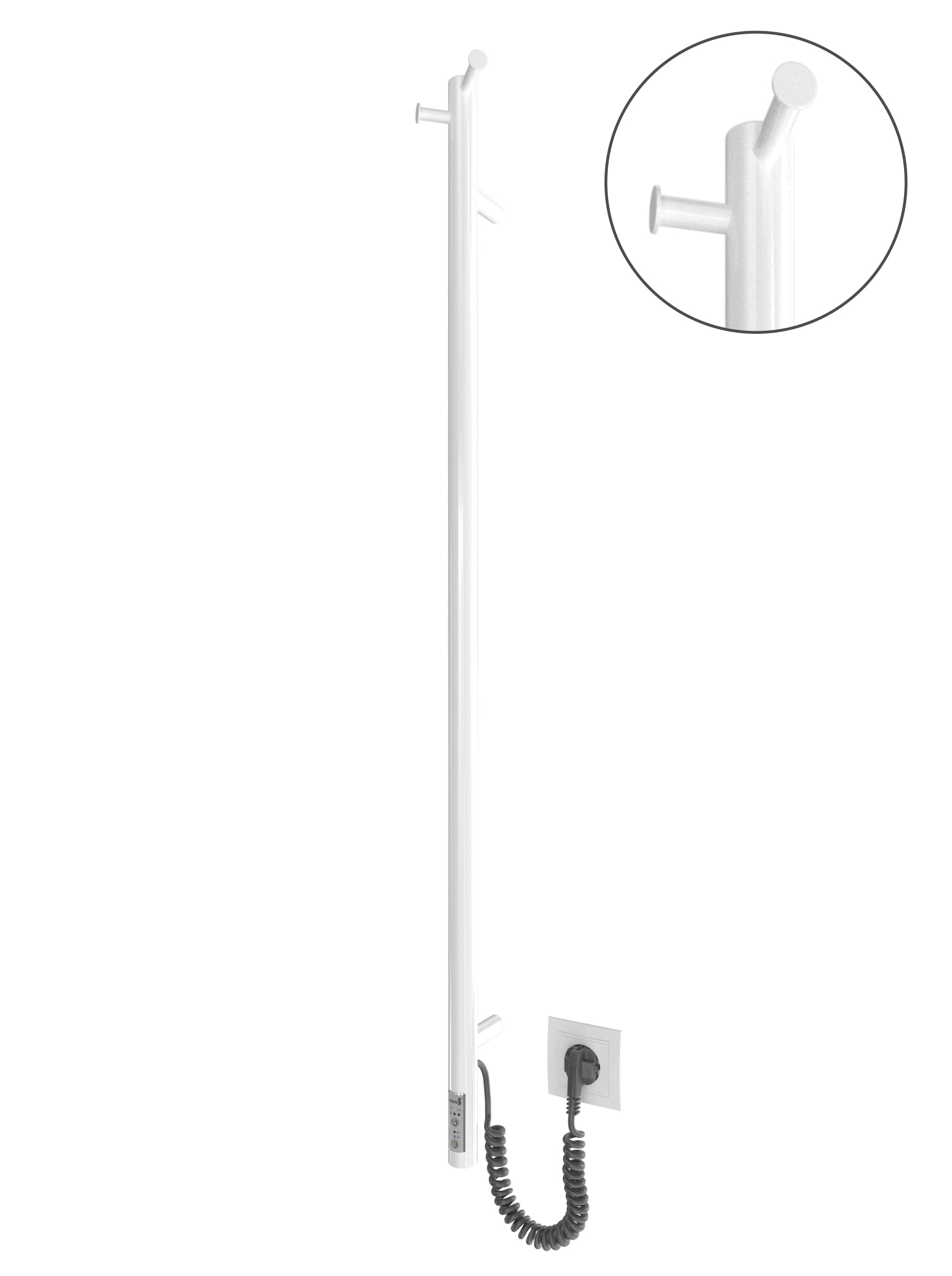 Електрична рушникосушарка Рей 1100х30/130 таймер з регулятором TR білий глянець 1