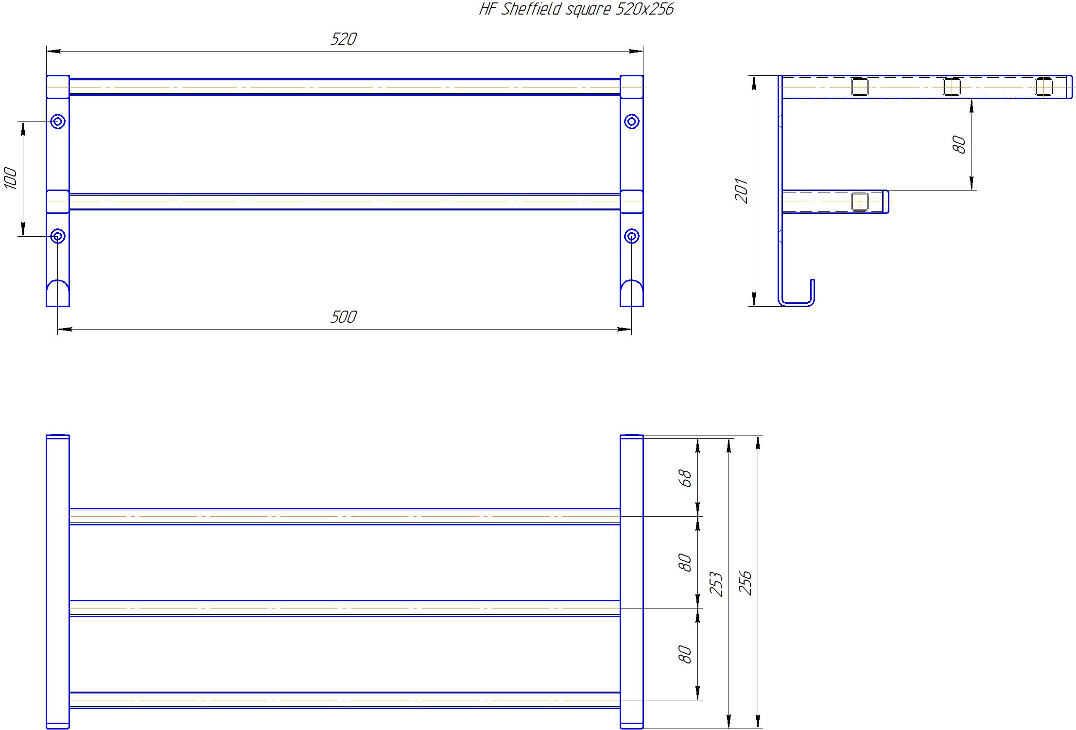 Полиця HF Sheffield 520x256 профільна (настінне кріплення) 4