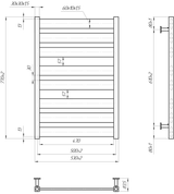 Водяна рушникосушарка Inox Санті 770х530/500 4