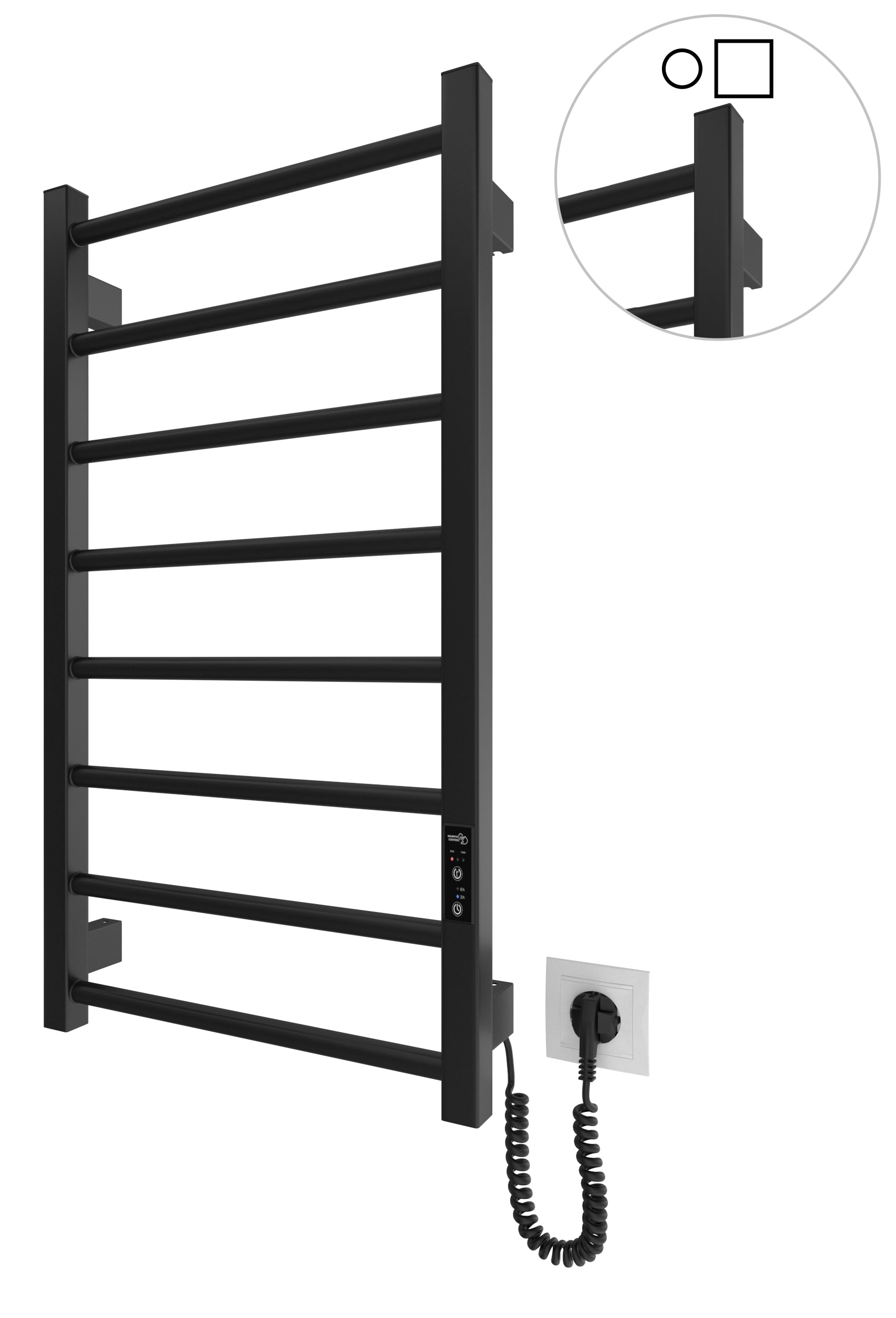 Електрична рушникосушарка HF Leeds 770x530 чорний мат 1