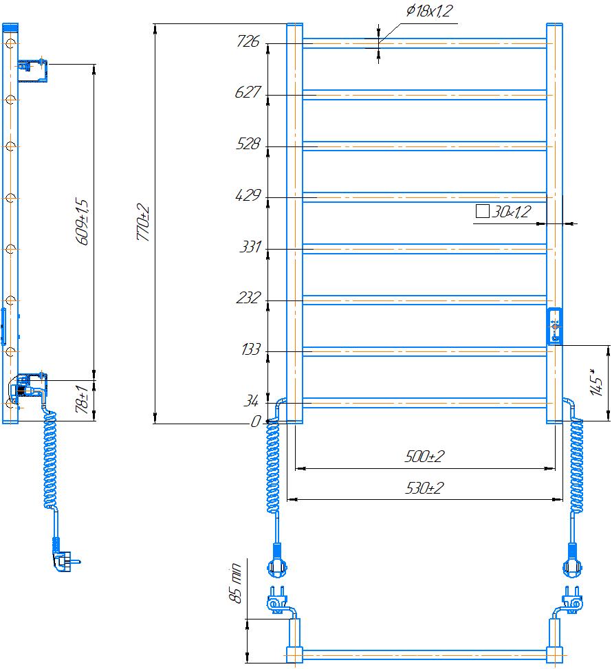 Електрична рушникосушарка HF Leeds 770x530 білий мат 5