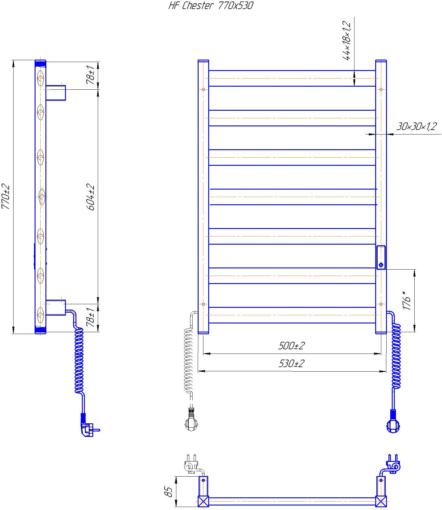 Електрична рушникосушарка HF Chester 770x530 білий мат TR 4.0 4